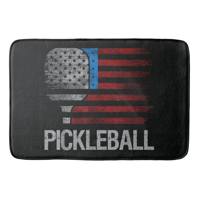US Flag Pickleball Player Paddleball Lover Bath Mat (Front)