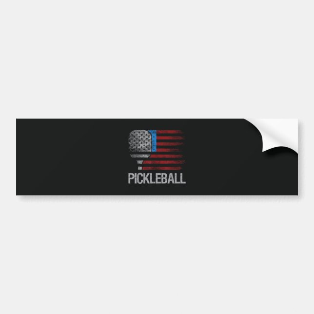 US Flag Pickleball Player Paddleball Lover Bumper Sticker (Front)