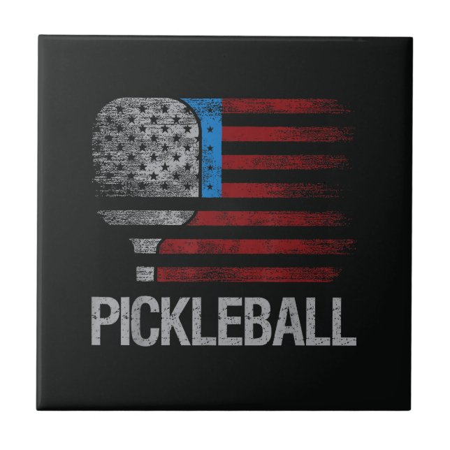 US Flag Pickleball Player Paddleball Lover Ceramic Tile (Front)