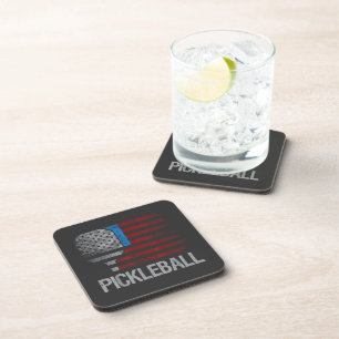 US Flag Pickleball Player Paddleball Lover Coaster