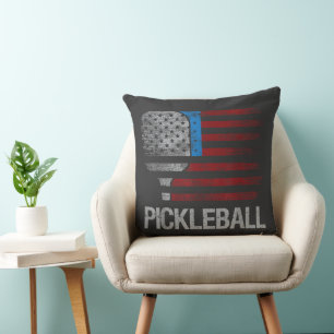 US Flag Pickleball Player Paddleball Lover Cushion
