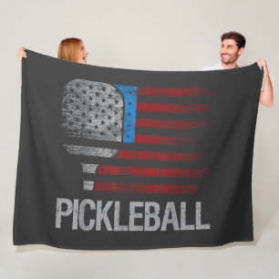 US Flag Pickleball Player Paddleball Lover Fleece Blanket
