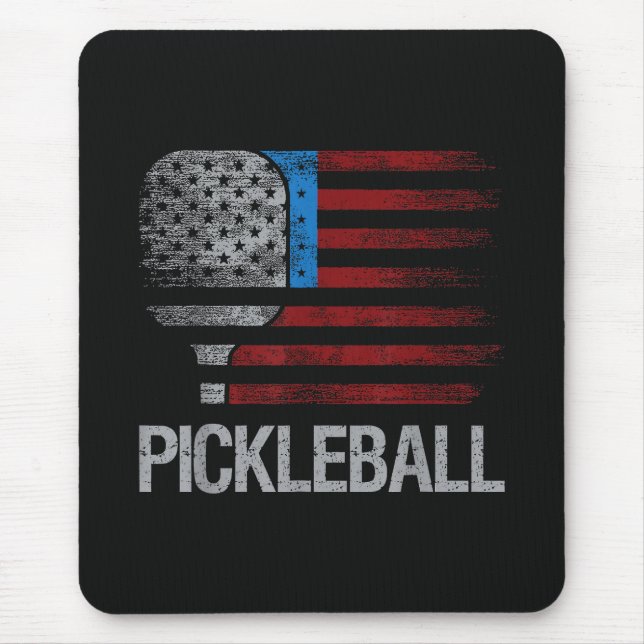 US Flag Pickleball Player Paddleball Lover Mouse Pad (Front)