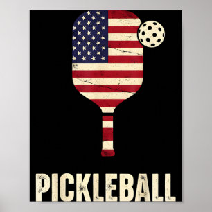 Us flag pickleball player paddleball lover poster