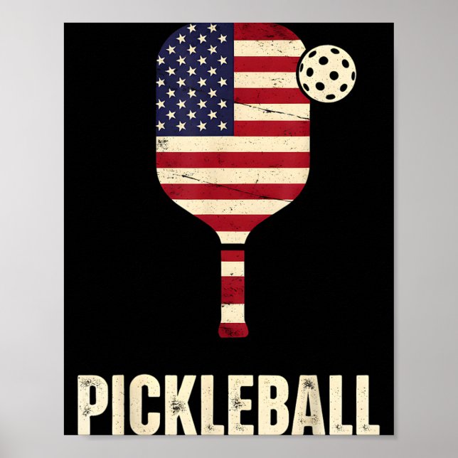 Us flag pickleball player paddleball lover  poster (Front)