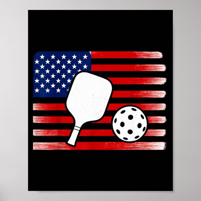 Us flag pickleball player paddleball lover  poster (Front)