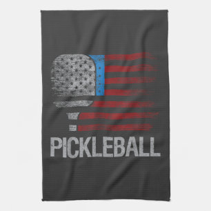US Flag Pickleball Player Paddleball Lover Tea Towel