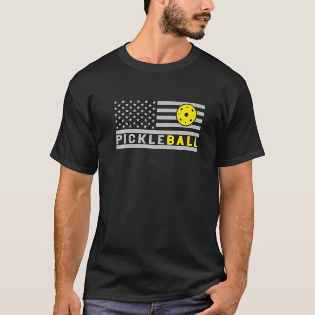 Us Flag Pickleball Player  Pickle Ball T-Shirt (Front)