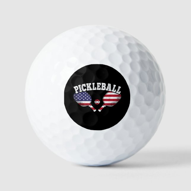 US Flag Pickleball Player Vintage Pickle Ball Love (Front)