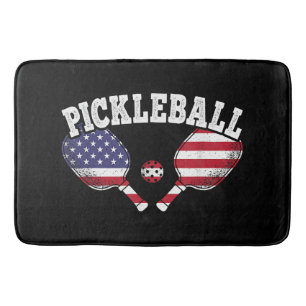 US Flag Pickleball Player Vintage Pickle Ball Love Bath Mat