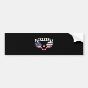 US Flag Pickleball Player Vintage Pickle Ball Love Bumper Sticker