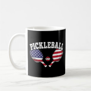 US Flag Pickleball Player Vintage Pickle Ball Love Coffee Mug