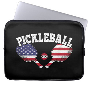 US Flag Pickleball Player Vintage Pickle Ball Love Laptop Sleeve