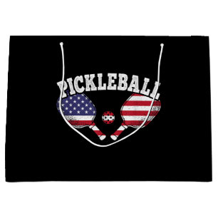 US Flag Pickleball Player Vintage Pickle Ball Love Large Gift Bag