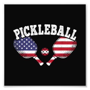 US Flag Pickleball Player Vintage Pickle Ball Love Photo Print