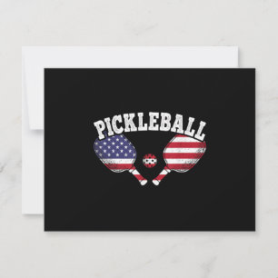 US Flag Pickleball Player Vintage Pickle Ball Love RSVP Card