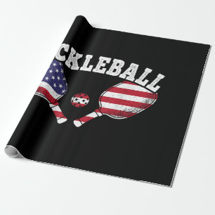 US Flag Pickleball Player Vintage Pickle Ball Love Wrapping Paper
