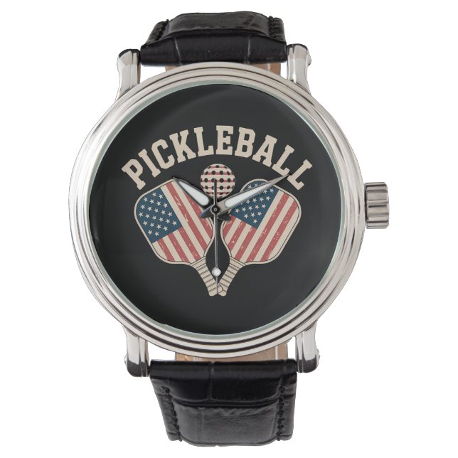 US Flag Pickleball Player Watch (Front)