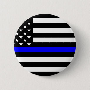 - US Flag Police Thin Blue Line 6 Cm Round Badge