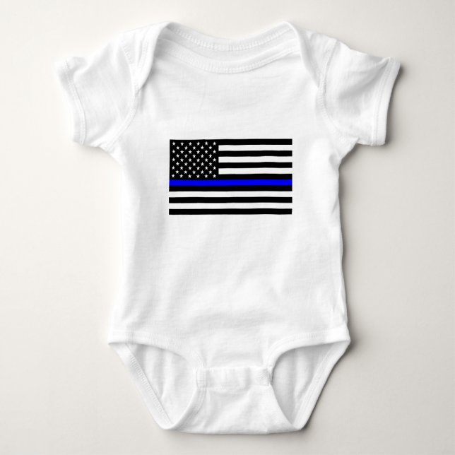 - US Flag Police Thin Blue Line Baby Bodysuit (Front)