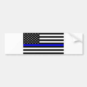 - US Flag Police Thin Blue Line Bumper Sticker