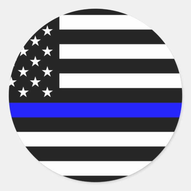 - US Flag Police Thin Blue Line Classic Round Sticker (Front)