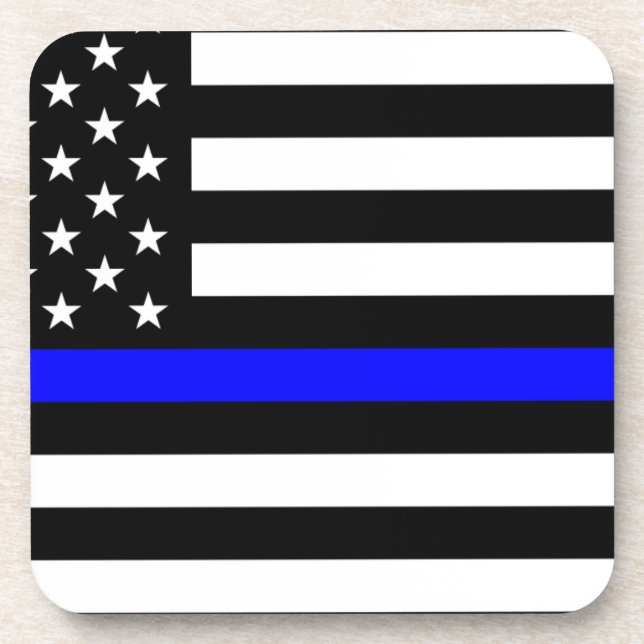 - US Flag Police Thin Blue Line Coaster (Front)