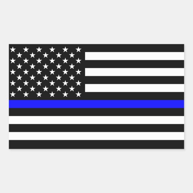 - US Flag Police Thin Blue Line Rectangular Sticker (Front)