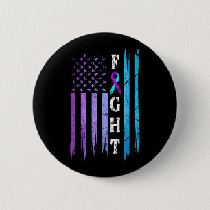 Us Flag Prevention Awareness Fight Wear Purple 6 Cm Round Badge