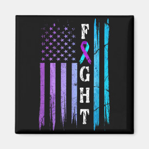 Us Flag Prevention Awareness Fight Wear Purple Magnet