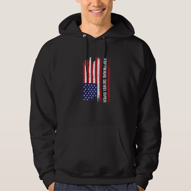 US Flag Programmer Programming Expert Software Dev Hoodie (Front)