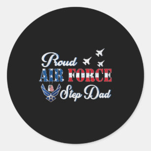 Us Flag Proud Air Force Step Dad Fathers Day 4th O Classic Round Sticker