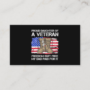 Us Flag Proud Daughter Of A Veteran US Military Ve Business Card