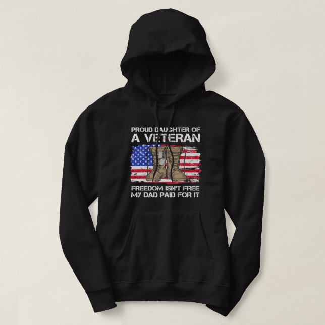 Us Flag Proud Daughter Of A Veteran US Military Ve Hoodie (Design Front)