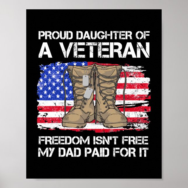 Us Flag Proud Daughter Of A Veteran US Military Ve Poster (Front)