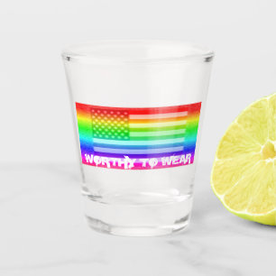 US Flag Rainbow - Worthy To Wear Shot Glass