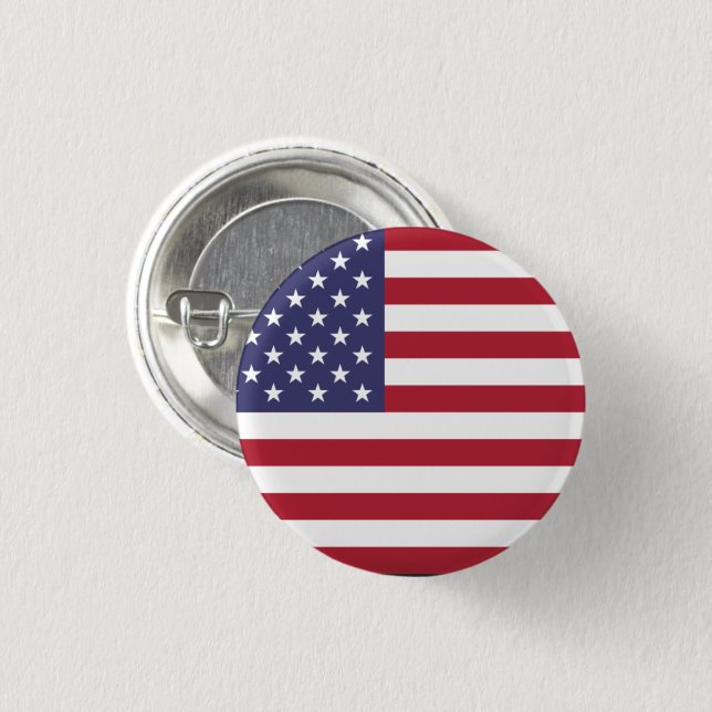 US flag red white and blue 3 Cm Round Badge (Front & Back)