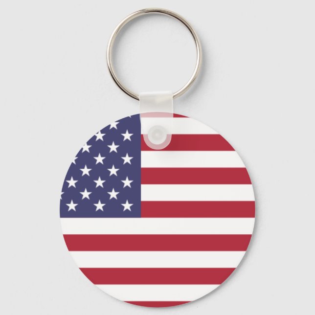 US flag red white and blue Button Key Ring (Front)