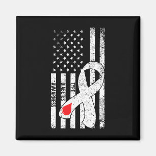 US Flag Ribbon Type 1 Diabetes Awareness Diabetic Magnet