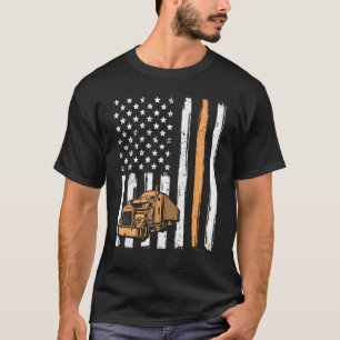Us Flag Semi Truck Driver 18 Wheeler Trucker Men H T-Shirt