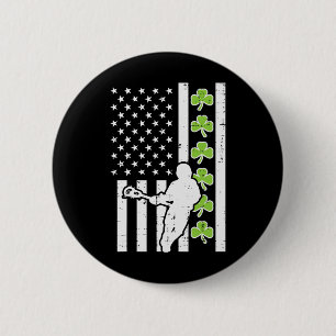 Us Flag Shamrock Lacrosse Vintage Lax St Patrick D 6 Cm Round Badge