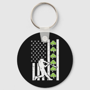 Us Flag Shamrock Sell Vintage St Patricks Day Men  Key Ring