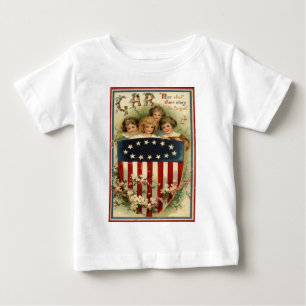 US Flag Shield Children Flower Baby T-Shirt