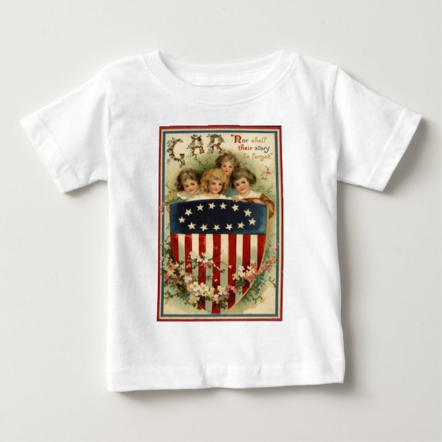 US Flag Shield Children Flower Baby T-Shirt (Front)
