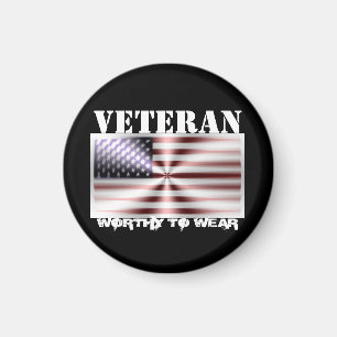 US Flag Shield - Veteran - Worthy To Wear Magnet