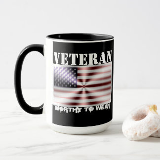 US Flag Shield - Veteran - Worthy To Wear Mug