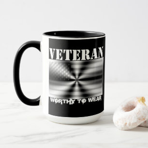 US Flag Shield - Veteran - Worthy To Wear Mug