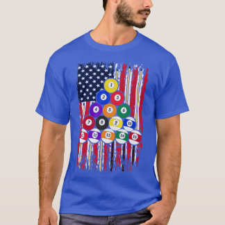 US Flag Snooker Player American Pool Billiard T-Shirt