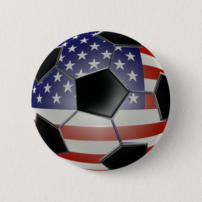 US Flag Soccer Ball 6 Cm Round Badge (Front)
