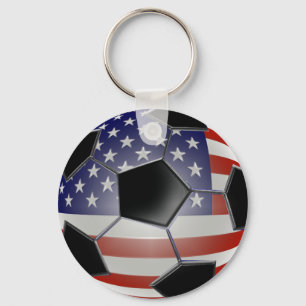 US Flag Soccer Ball Key Ring